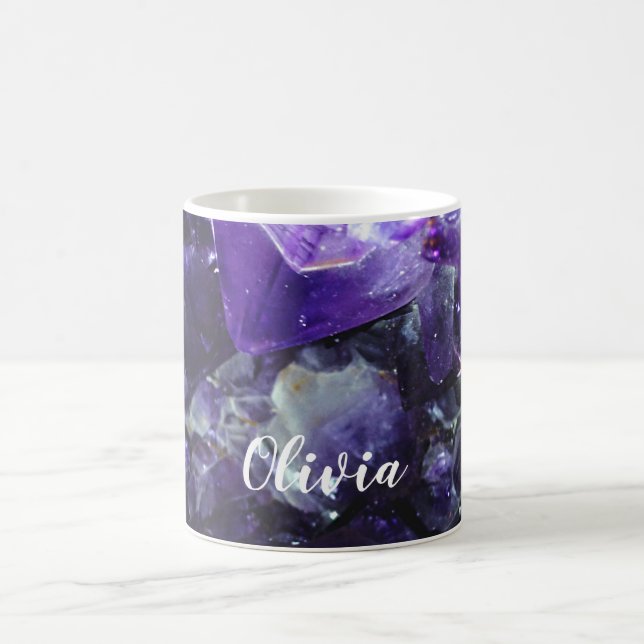 Taza De Café Nombre personalizado amatista púrpura (Centro)