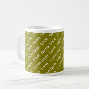 Taza De Café Nombre Personalizado Amor Patrón Elegante Olive Gr