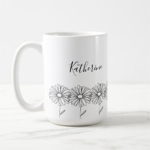 Taza De Café Nombre personalizado April daisy Birth Flower
