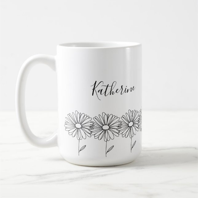 Taza De Café Nombre personalizado April daisy Birth Flower (Izquierda)