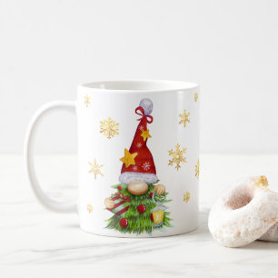 Taza De Café Nombre personalizado árbol de Navidad Gnome Classi