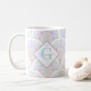 Taza De Café Nombre personalizado Art Deco Pastel Floral arcoir