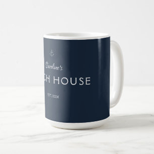 Taza De Café Nombre personalizado azul marino simple elegante m