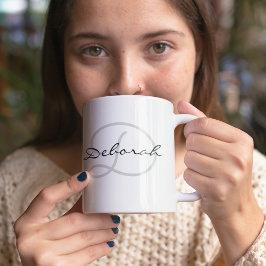 Taza De Café nombre personalizado ~ b&w monograma idea