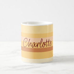 Taza De Café Nombre personalizado Bandas Beige estilizadas