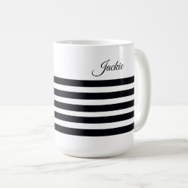 Taza De Café Nombre personalizado Bandas clásicas en blanco y n