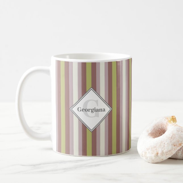 Taza De Café Nombre personalizado Bandas de vaina neutra con ca (Con donut)