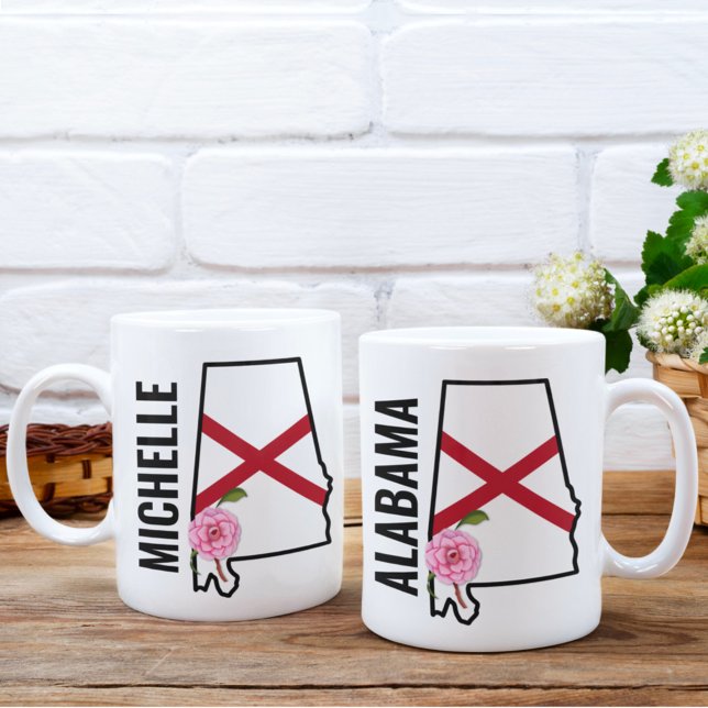 Taza De Café Nombre personalizado Bandera de Alabama y camellia (Subido por el creador)