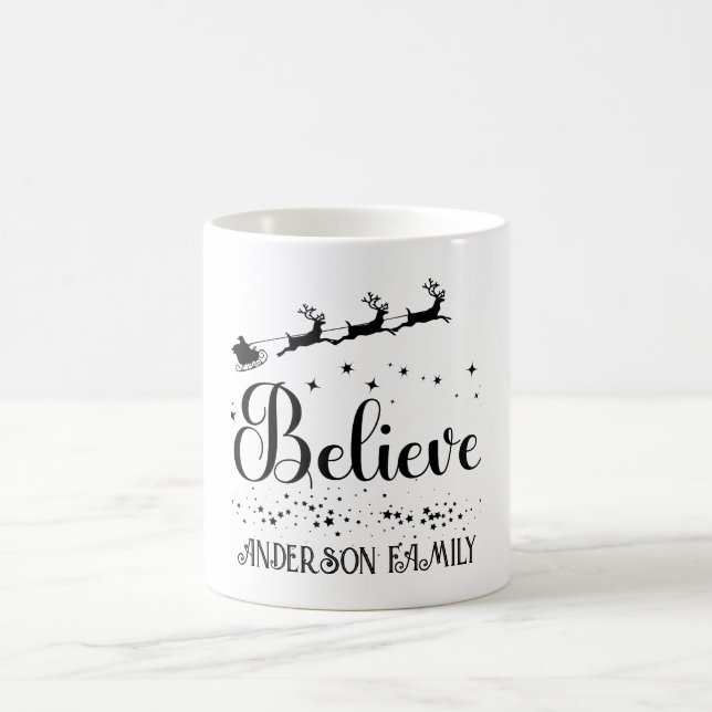 Taza De Café Nombre personalizado "Believe" de los Navidades fa (Centro)
