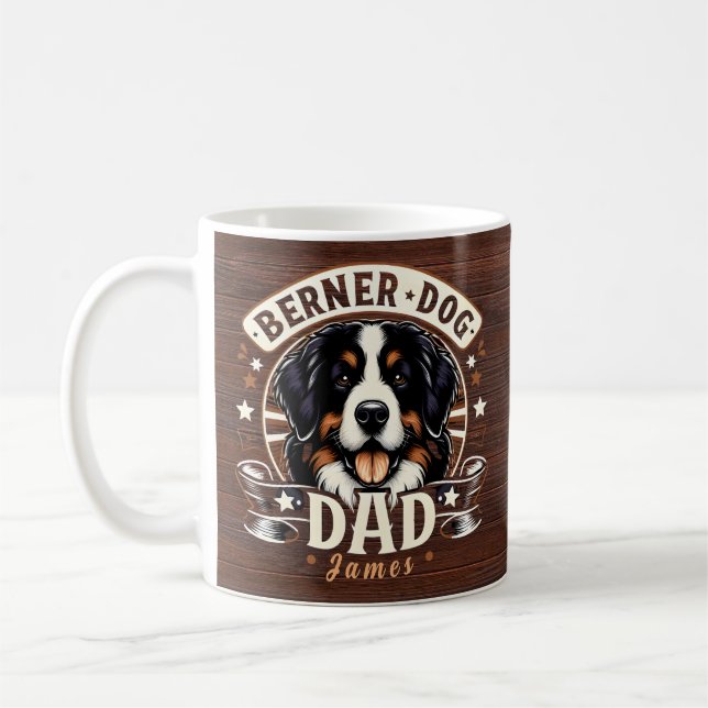 Taza De Café Nombre Personalizado Berner Dog Dad - Papi Bernés (Izquierda)