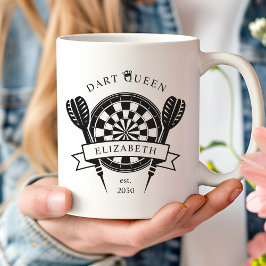 Taza De Café Nombre personalizado blanco y negro Dart Reina caf