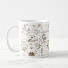Taza De Café Nombre personalizado boho doodle dinosaur brote ve