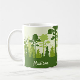 Taza De Café Nombre personalizado Bolas de café Green Forest
