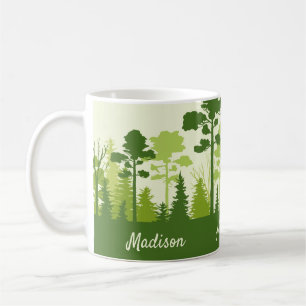 Taza De Café Nombre personalizado Bolas de café Green Forest