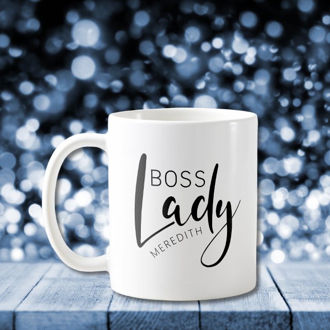 Taza De Café Nombre personalizado Bosque Lady Logo Café Mug (Boss Lady Logo Personalized Name Coffee Mug)