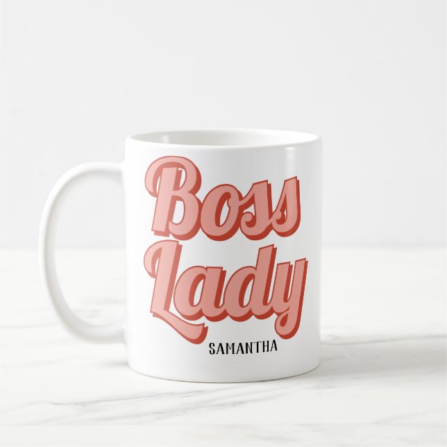 Taza De Café Nombre personalizado Boss Lady Retro (Izquierda)