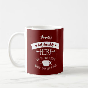 Taza De Café Nombre personalizado Burgandy Hot Chocolate Mug