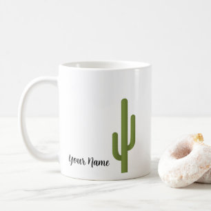 Taza De Café Nombre personalizado Cactus verde elegante