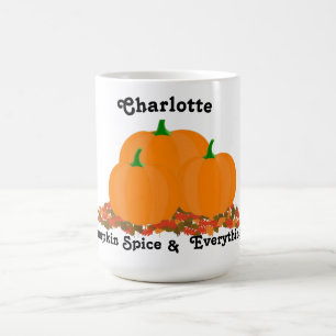 Taza De Café Nombre personalizado Calabaza de especias todo bue