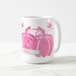 Taza De Café Nombre personalizado Calabazas de filigrana rosada