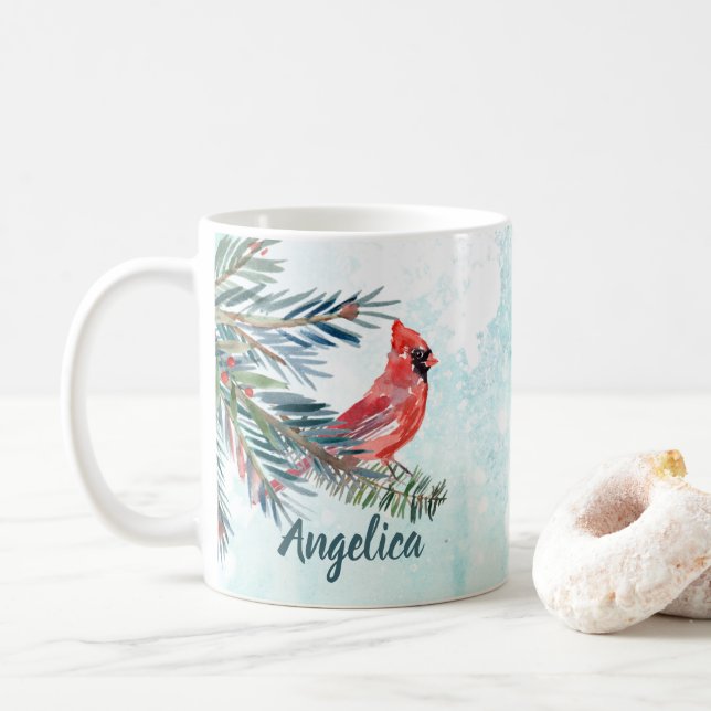 Taza De Café Nombre personalizado Cardinal Gift Mug (Con donut)