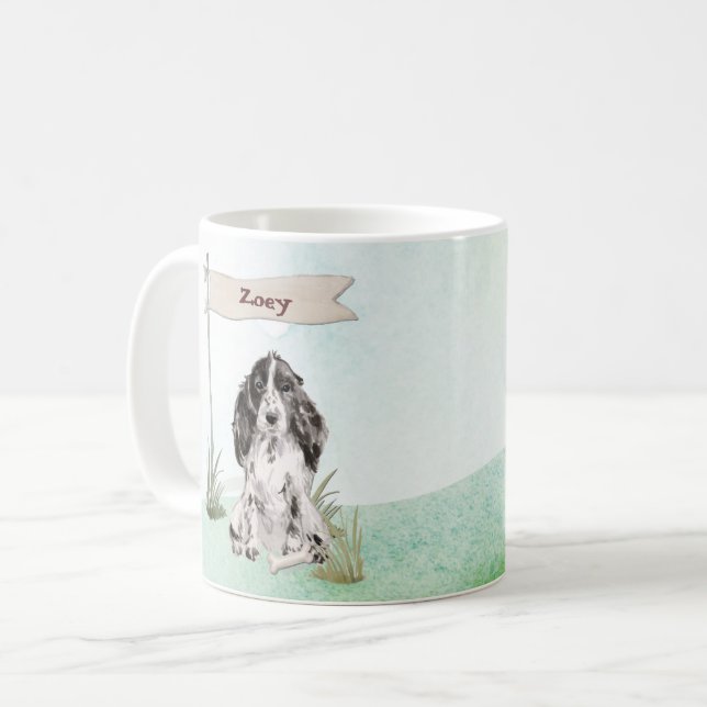 Taza De Café Nombre personalizado Cocker Spaniel Mascota Dog (Anverso izquierdo)