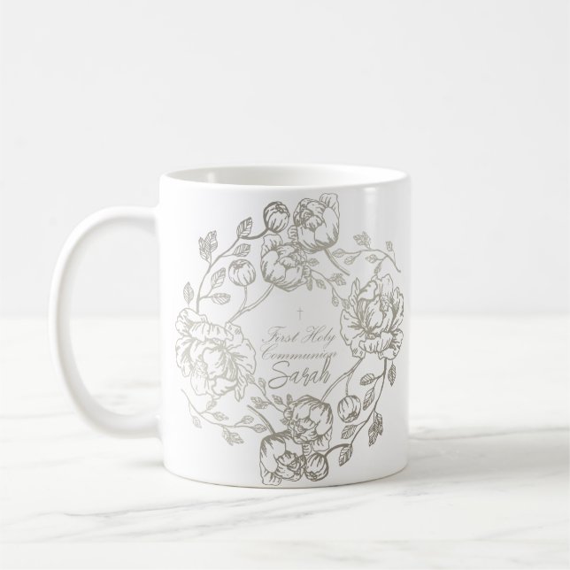 Taza De Café Nombre personalizado Communia Floral Gold (Izquierda)