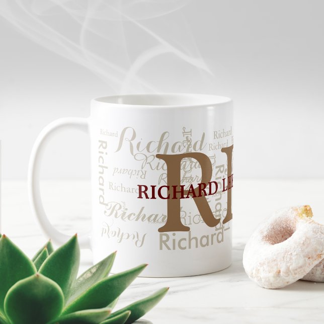 Taza De Café Nombre personalizado con iniciales monograma perso (Subido por el creador)
