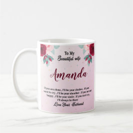 Taza De Café Nombre personalizado con mensaje de rosa roja para