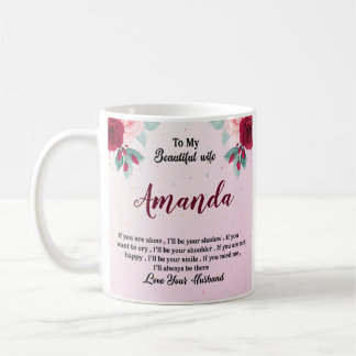 Taza De Café Nombre personalizado con mensaje de rosa roja para