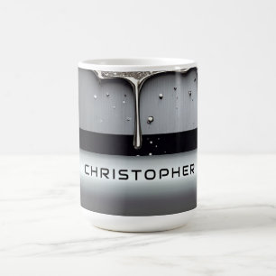 Taza De Café Nombre personalizado con metal líquido que gotea