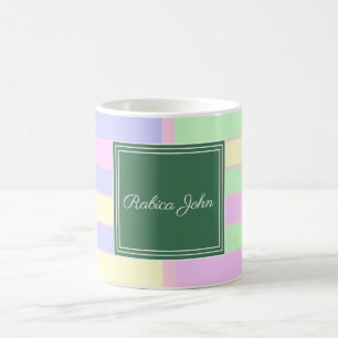 Taza De Café Nombre Personalizado con Rayas de Pastel