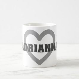Taza De Café Nombre personalizado Contorno simple de corazón gr