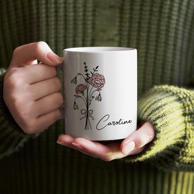 Taza De Café Nombre Personalizado Coquette Flor de Cumpleaños E (Subido por el creador)