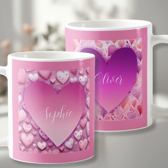 Taza De Café Nombre personalizado Corazón rosado tazón (Subido por el creador)
