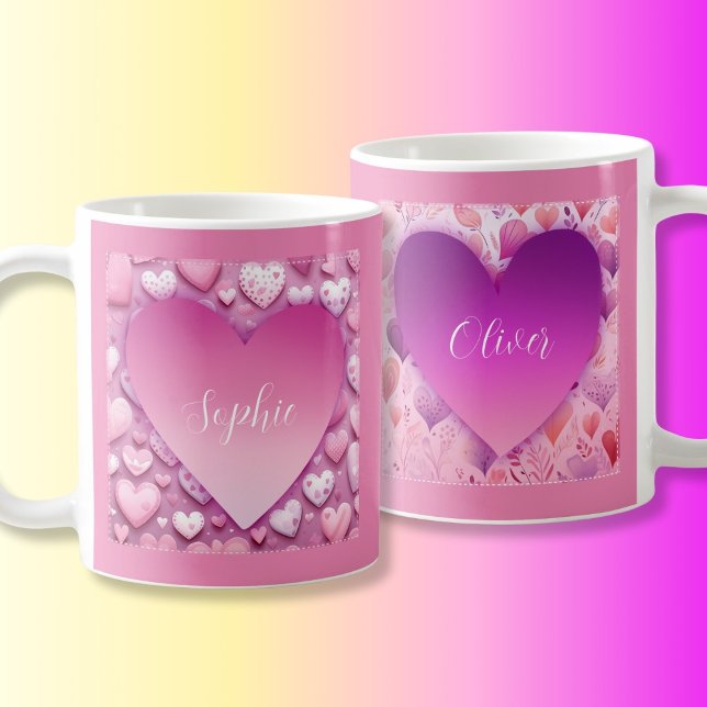 Taza De Café Nombre personalizado Corazón rosado tazón (Subido por el creador)