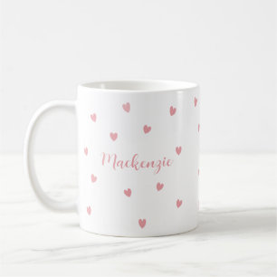 Taza De Café Nombre Personalizado Corazones Rosados Recuerdo de