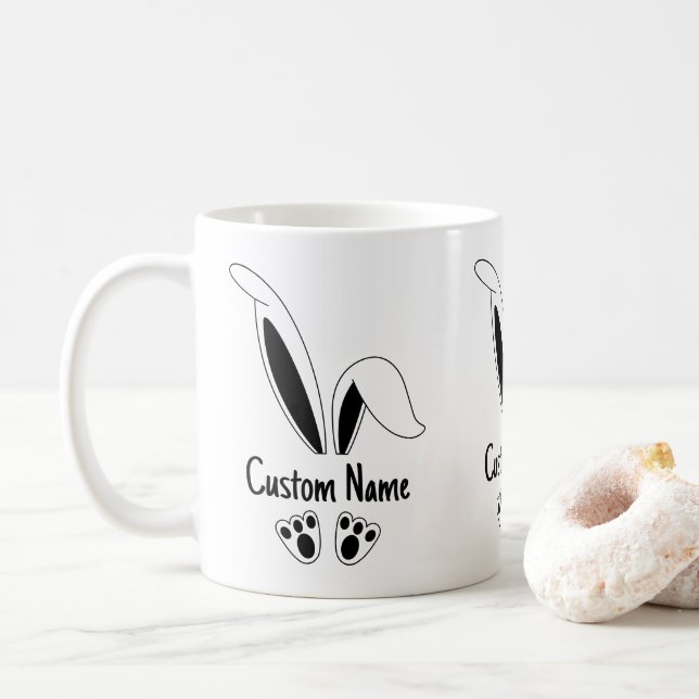 Taza De Café Nombre Personalizado Cute Bunny Easter (Con donut)
