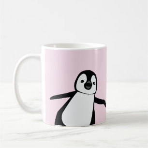 Taza De Café Nombre personalizado Cute Peeking pingüino rosa