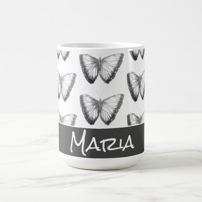 Taza De Café Nombre personalizado Cute Trendy Hermosa Mariposa (Centro)