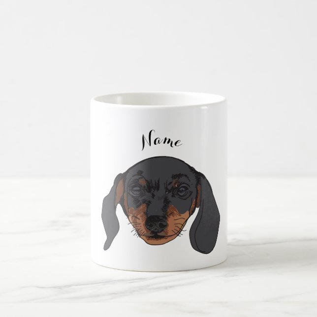 Taza De Café Nombre personalizado Dachshund Art (Centro)
