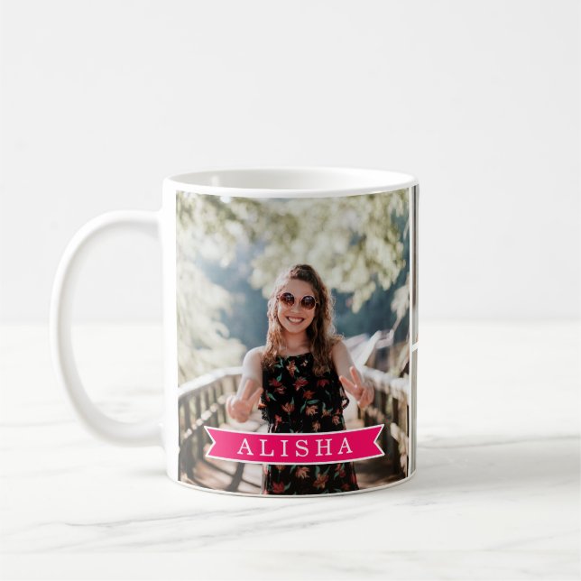 Taza De Café Nombre personalizado de 4 chicas del collage de (Izquierda)