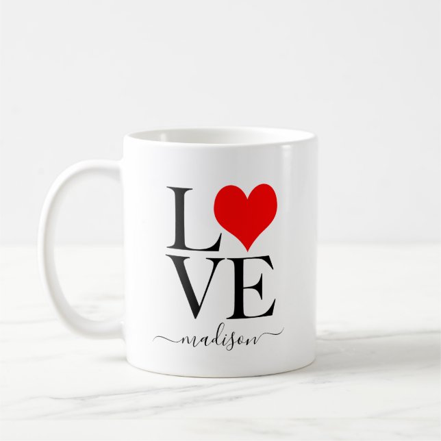 Taza De Café Nombre personalizado de AMOR de moda (Izquierda)