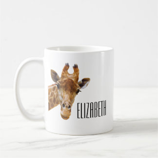 Taza De Café Nombre personalizado de animal de jirafa cuta