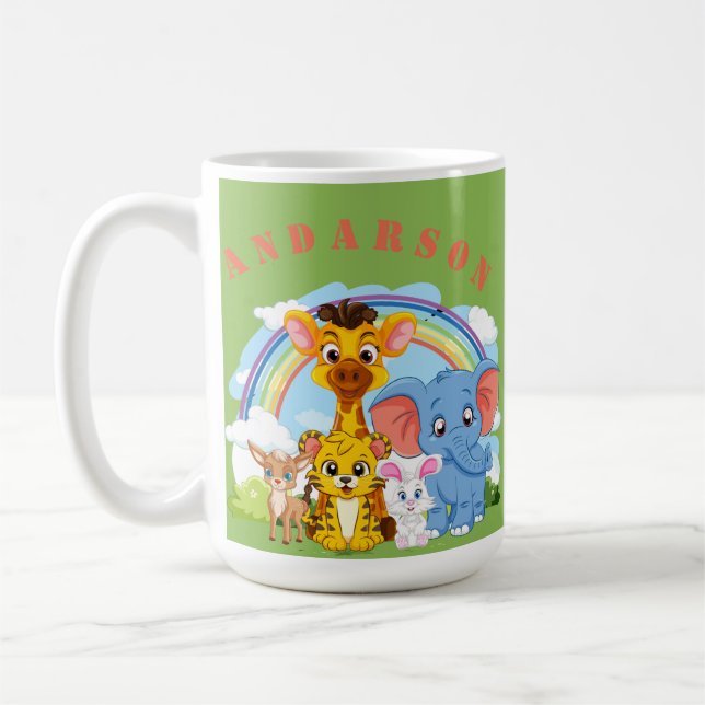 Taza De Café Nombre personalizado de animal de jungla (Izquierda)