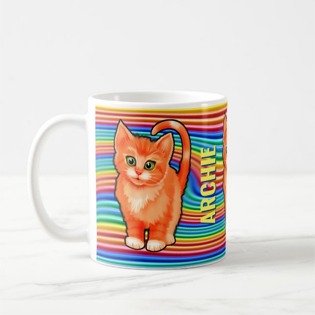 Taza De Café Nombre personalizado de arcos y gatitos Mug. Coffe (Izquierda)