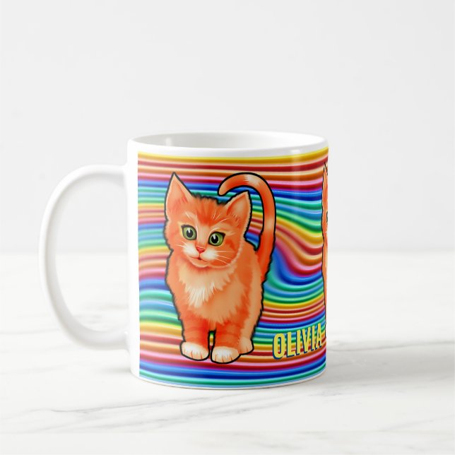 Taza De Café Nombre personalizado de arcos y gatitos Mug. Coffe (Izquierda)