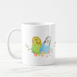 Taza De Café Nombre personalizado de Bonito Budgie Parakeet Par