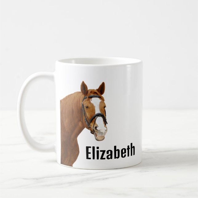 Taza De Café Nombre personalizado de caballo gracioso (Izquierda)