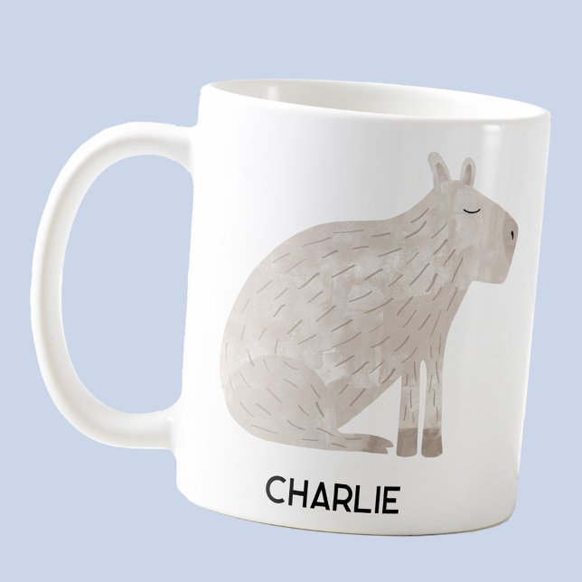 Taza De Café Nombre personalizado de Capibara (Fun capybara personalized custom name coffee mug)
